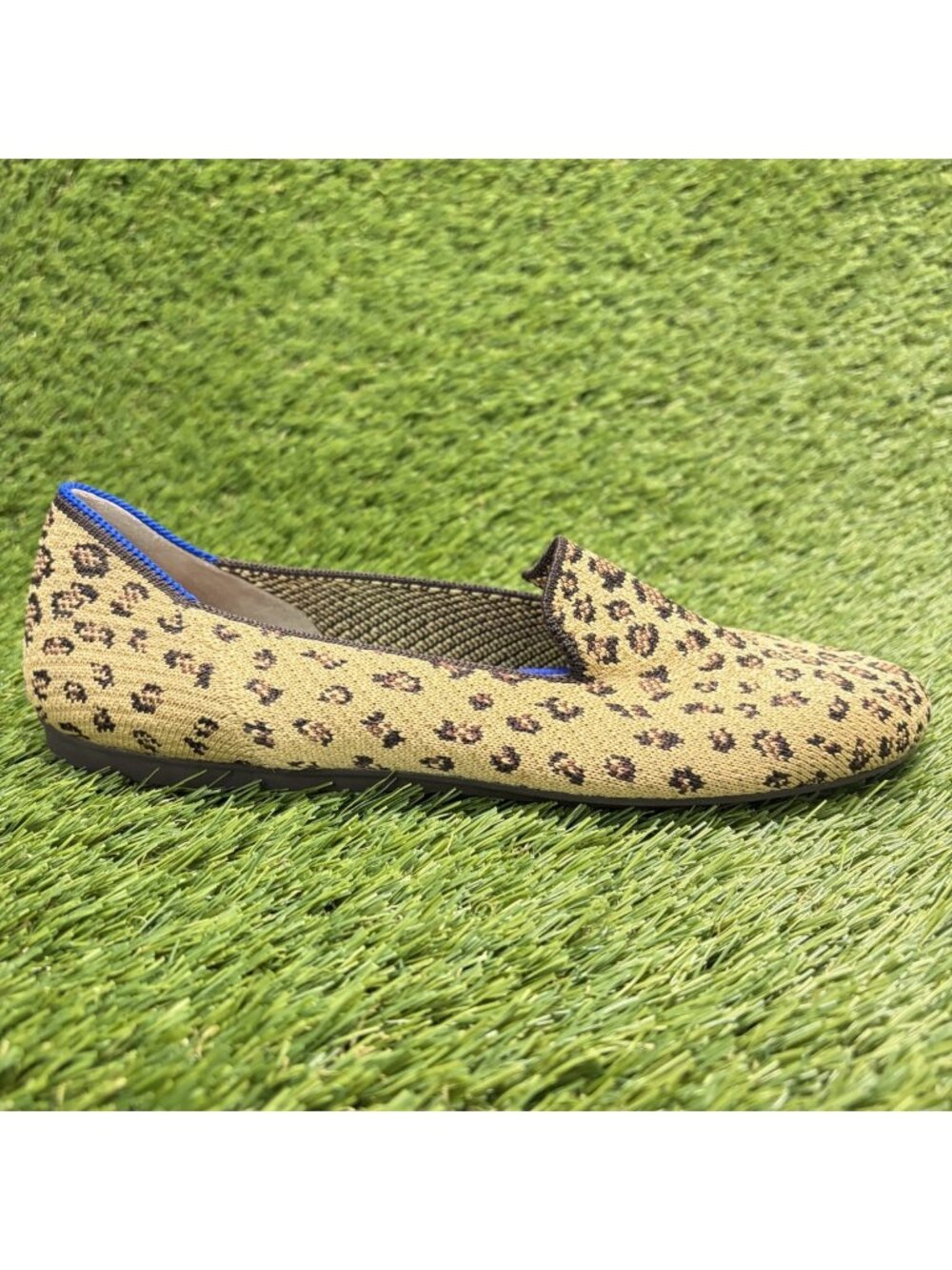 Rothy's The Loafer Leopard Print Womens Size 7.5 Beige Casual Slip On Flats